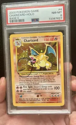Pokemon Charizard Base Set 2 Holographic Holo Card PSA 8 with Swirl #4 - Image 4