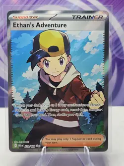 Pokemon TCG Ethan's Adventure Full Art Trainer Card 221/182 Destined Rivals NM - Image 1