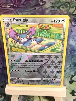 REVERSE HOLO Purugly 160/214 NM - Unbroken Bonds Pokemon Card Tomokazu Komiya - Image 1