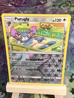REVERSE HOLO Purugly 160/214 NM - Unbroken Bonds Pokemon Card Tomokazu Komiya - Image 2