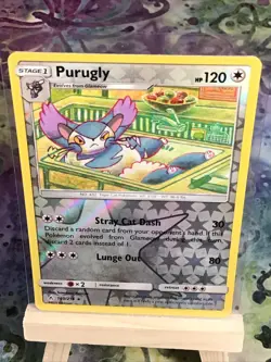 REVERSE HOLO Purugly 160/214 NM - Unbroken Bonds Pokemon Card Tomokazu Komiya - Image 3