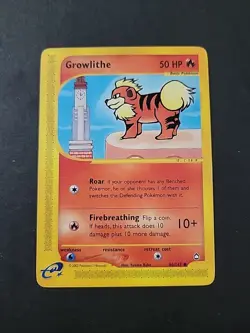 MP/LP Growlithe 80/147 Aquapolis Common Pokemon TCG Card Vintage E-Reader WOTC - Image 1