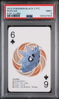 2012 POKEMON BLACK 2 PLAYING CARDS 6 OF CLUBS PUPITAR PSA 9 - Image 1