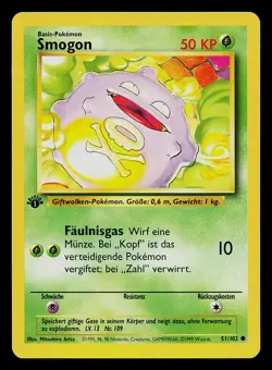 Pokemon Card - Koffing Smogon German 1st Edition Base Set 51/102 Common - Image 1