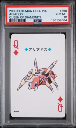 2000 POKEMON GOLD VERSION PLAYING CARDS QUEEN OF DIAMONDS #168 ARIADOS PSA 10 - Image 1