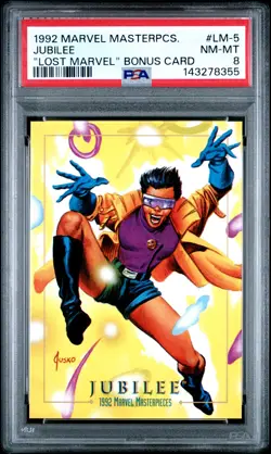 1992 MARVEL MASTERPIECES LOST MARVEL BONUS CARD #LM-5 JUBILEE PSA 8 - Image 1