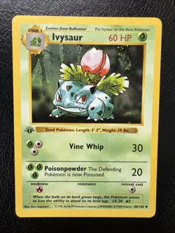 Ivysaur 30/102 Shadowless 1st Edition Base Set Pokemon Card LP - Image 1