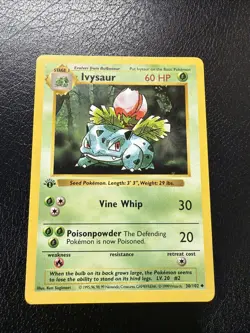 Ivysaur 30/102 Shadowless 1st Edition Base Set Pokemon Card LP - Image 2