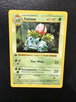 Ivysaur 30/102 Shadowless 1st Edition Base Set Pokemon Card LP - Image 3