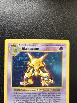 Pokemon Alakazam TCG Card 1/102 Base Set, Shadowless, Unlimited Holo Rare MP - Image 2
