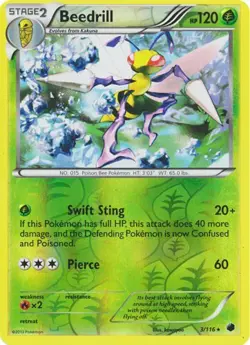 Beedrill 3/116 Reverse Holo Plasma Freeze Pokemon Card LP - Image 1