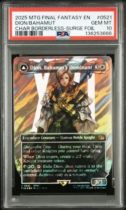 MTG Final Fantasy Dion, Bahamut's Dominant Borderless Surge Foil #0521 PSA 10 - Image 1