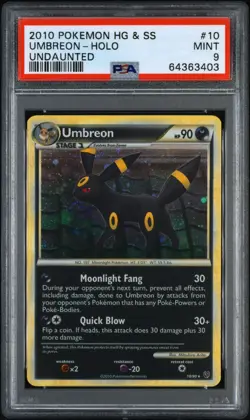 SWIRL PSA 9 Umbreon Holo 10/90 Undaunted Pokemon 2010 - Image 1