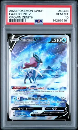 2023 POKEMON SWORD & SHIELD CROWN ZENITH #GG38 FULL ART/SUICUNE V PSA 10 - Image 1