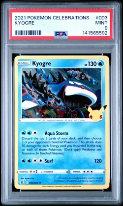 2021 POKEMON CELEBRATIONS #003 KYOGRE PSA 9 - Image 1