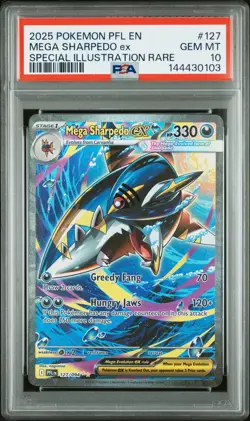 2025 POKEMON PHANTASMAL FLAMES SPECIAL ILLUSTRATION RARE MEGA SHARPEDO EX PSA 10 - Image 1