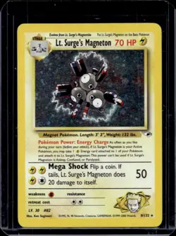 2000 Pokemon Gym Heroes Lt. Surge's Magneton Holo Rare #8/132 - Image 1