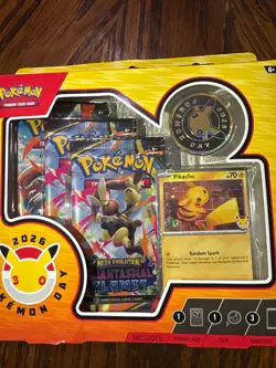 Pikachu 051/162 Pokemon Day 2026 Promo Stamped PERFECT FART SWIRL 🌀- IN BOX !🔥 - Image 1