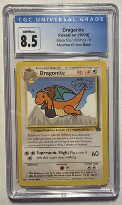 1999 CGC-8.5 - Dragonite #5 Mewtwo Strikes Back Pokemon Black Star Promo - Image 1