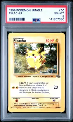 1999 POKEMON JUNGLE #60 PIKACHU PSA 8 - Image 1
