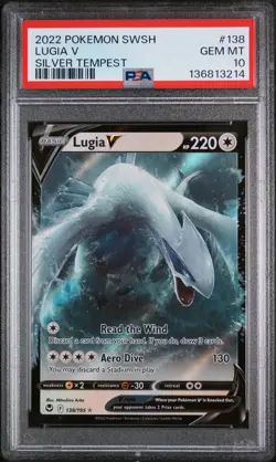 2022 POKEMON SWORD & SHIELD SILVER TEMPEST #138 LUGIA V PSA 10 - Image 1