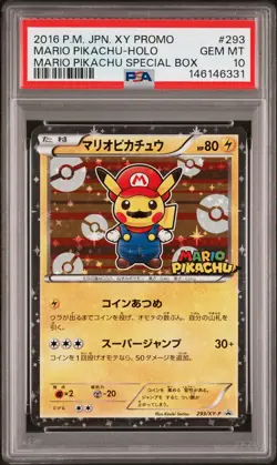2016 POKEMON JPN XY PROMO HOLO-MARIO PIKACHU SPECIAL BOX MARIO PIKACHU PSA 10 - Image 1