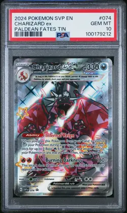 2024 POKEMON SVP EN-SV BLACK STAR PROMO PALDEAN FATES TIN CHARIZARD EX PSA 10 - Image 1