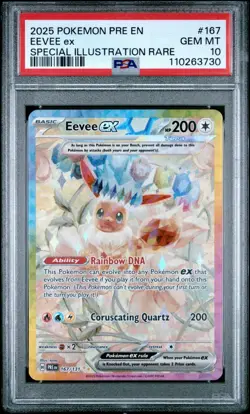 2025 Pokemon Prismatic Evolutions Eevee EX Special Illustration Rare #167 PSA 10 - Image 1