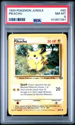 1999 POKEMON JUNGLE #60 PIKACHU PSA 8 - Image 1