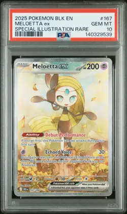 2025 POKEMON BLK EN-BLACK BOLT SPECIAL ILLUSTRATION RARE #167 MELOETTA EX PSA 10 - Image 1