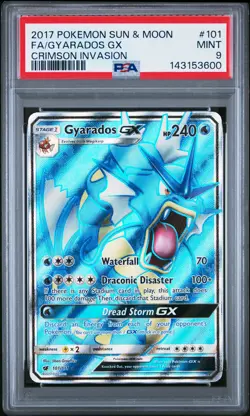 2017 POKEMON SUN & MOON CRIMSON INVASION #101 FULL ART/GYARADOS GX PSA 9 - Image 1