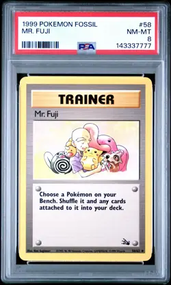 1999 POKEMON FOSSIL #58 MR. FUJI PSA 8 - Image 1
