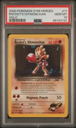 POKEMON ROCKET'S HITMONCHAN 2000 GYM HEROES #11 HOLO PSA 10 - Image 1