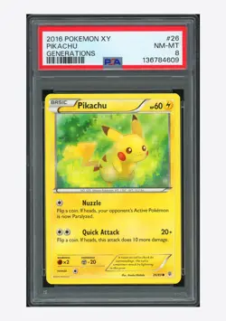 Pokemon PSA 8 Pikachu 2016 26/83 Generations XY English - Image 1