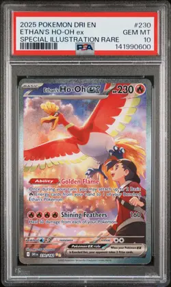 2025 POKEMON DESTINED RIVALS SPECIAL ILLUSTRATION RARE ETHAN'S HO-OH EX PSA 10 - Image 1