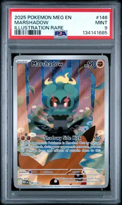 2025 POKEMON MEG EN-MEGA EVOLUTION ILLUSTRATION RARE #146 MARSHADOW PSA 9 - Image 1