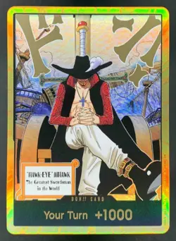 DON!! Card Gold Frame Mihawk OP14 ONE PIECE - NM English - The azure Sea’s Seven - Image 1