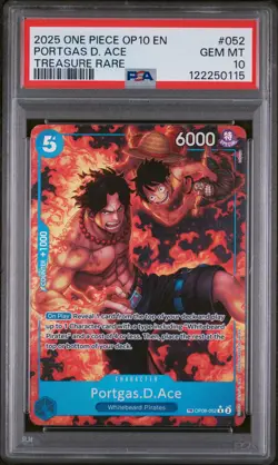 2025 ONE PIECE OP10-ROYAL BLOOD TREASURE RARE #052 PORTGAS D. ACE PSA 10 - Image 1