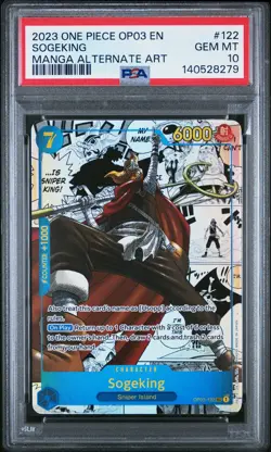2023 ONE PIECE OP03-PILLARS OF STRENGTH MANGA ALTERNATE ART #122 SOGEKING PSA 10 - Image 1
