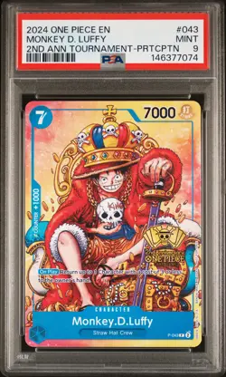 2024 ONE PIECE PROMOS 2ND ANNIV TOURNAMENT-PARTICIPATION MONKEY D. LUFFY PSA 9 - Image 1