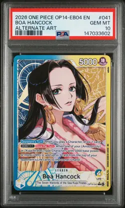 2026 ONE PIECE OP14-EB04-THE AZURE SEA'S SEVEN ALTERNATE ART BOA HANCOCK PSA 10 - Image 1