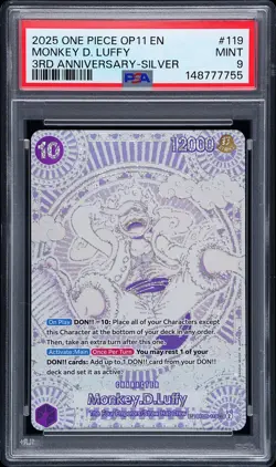 2025 ONE PIECE A FIST OF DIVINE SPEED 3RD ANNIV-SILVER MONKEY D. LUFFY PSA 9 - Image 1