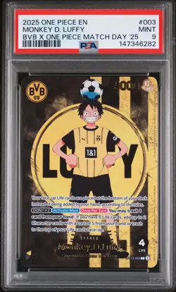 2025 ONE PIECE PROMOS BVB X ONE PIECE MATCH DAY 2025 #003 MONKEY D. LUFFY PSA 9 - Image 1
