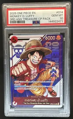 2025 One Piece English Monkey D Luffy 3rd Anniv Treasure CP Pack #014 PSA 10 - Image 1