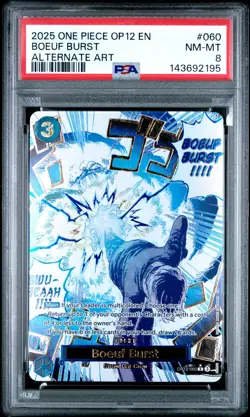 2025 ONE PIECE OP12-LEGACY OF THE MASTER ALTERNATE ART #060 BOEUF BURST PSA 8 - Image 1