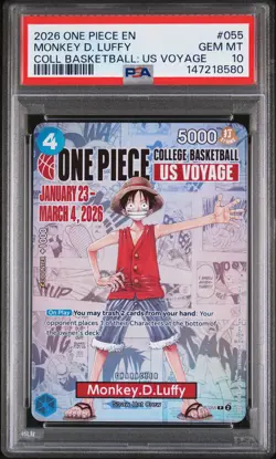 2026 ONE PIECE PROMOS COLLEGE BASKETBALL : US VOYAGE MONKEY D. LUFFY PSA 10 - Image 1
