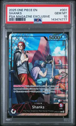 2025 ONE PIECE PROMOS PSA MAGAZINE EXCLUSIVE #001 SHANKS PSA 10 - Image 1