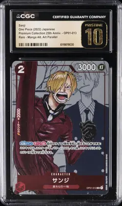 2022 ONE PIECE JPN 25TH ANNIV MANGA ALT ART #OP01-013 SANJI CGC 10 PRISTINE - Image 1