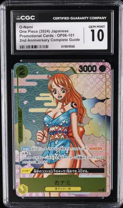2024 ONE PIECE JPN PROMO 2ND ANNIVERSARY COMPLETE GUIDE #OP06-101 O-NAMI CGC 10 - Image 1