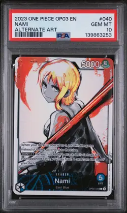 2023 ONE PIECE OP03-PILLARS OF STRENGTH ALTERNATE ART #040 NAMI PSA 10 - Image 1